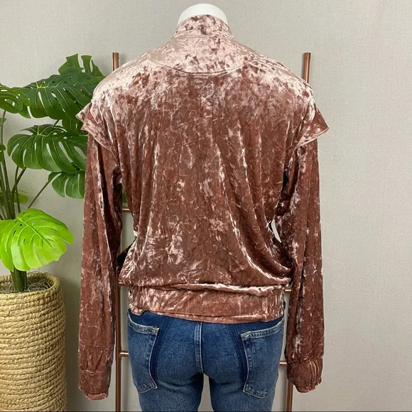 Anthropologie Sabina Musayev Pink Blushed Velvet Bomber Jacket (Sz Small) - Picture 9 of 11